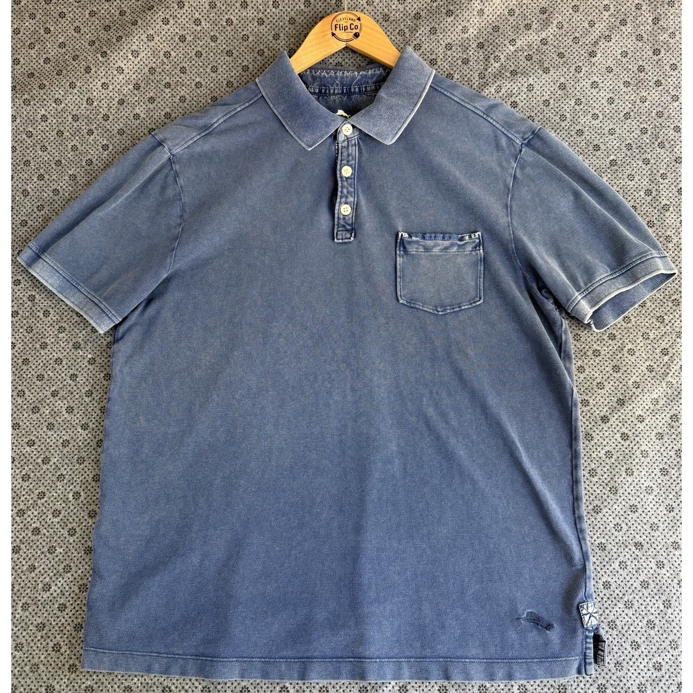 Tommy Bahama Men's Classic Fit Polo Cotton Blue Pocket Embroidered Size L